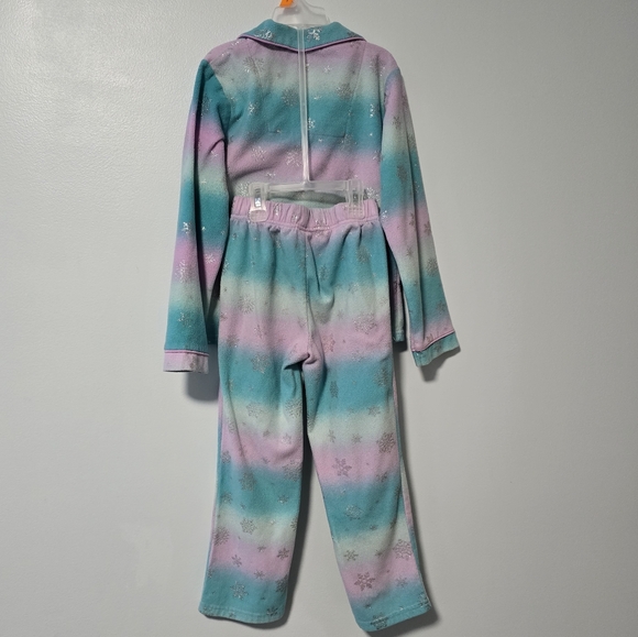 Max & Olivia Girl's Size 6 Multicolored Foil Snowflake-Patterned Fleece Pajamas - Picture 3 of 9